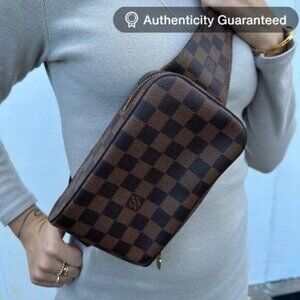 Authentic Louis Vuitton Geronimos Bum Bag Sling Bag Damier Ebene Crossbody Waist